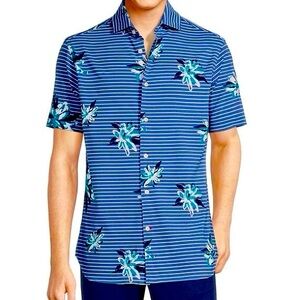 Cremieux Blue Label Floral Short Sleeve Jersey Coatfront Shirt